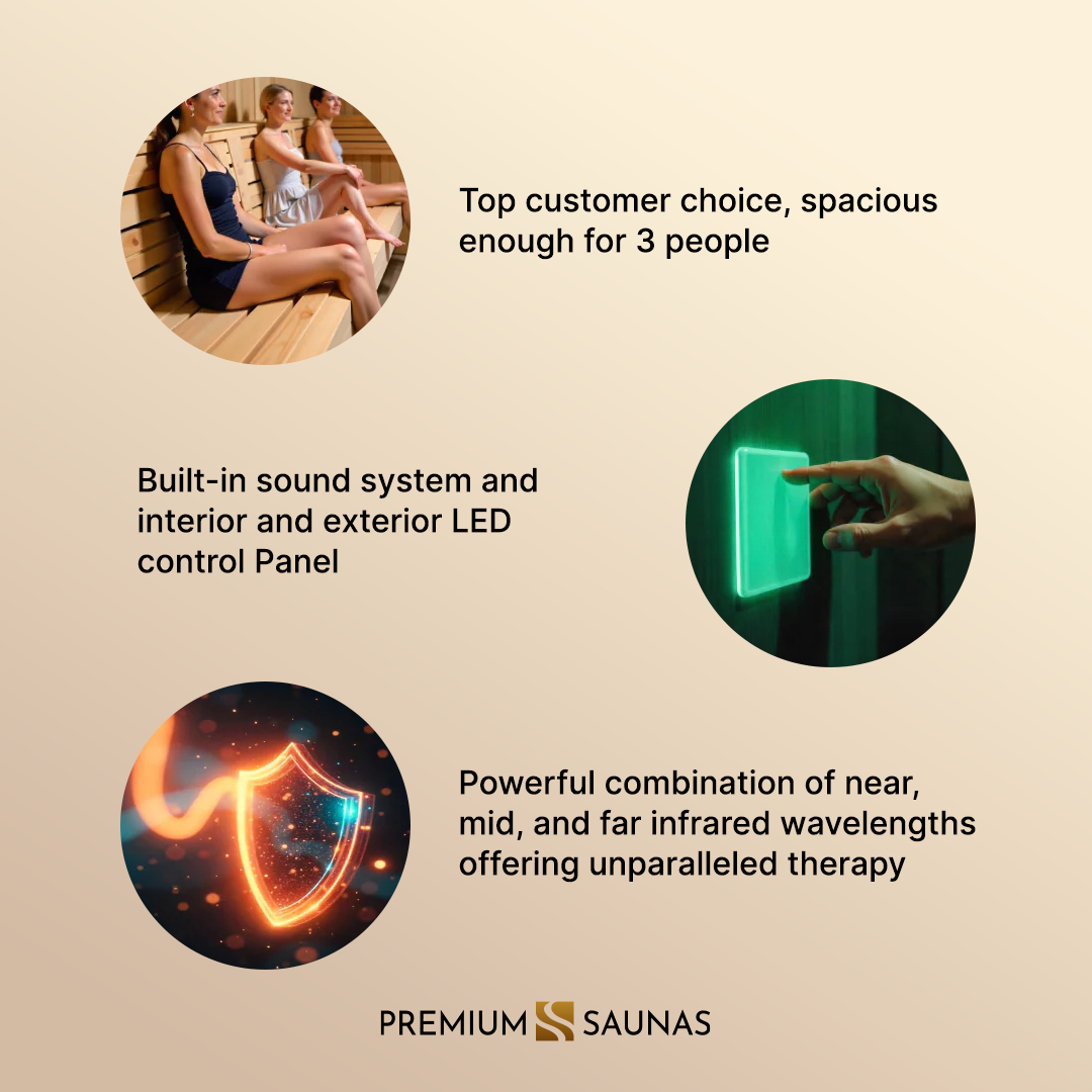 Retails- Dynamic "Lugano" 3-person Low EMF FAR Infrared Sauna DYN-6336-02