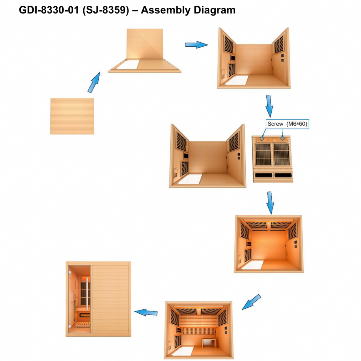 Retails- Golden Designs 2025 Soria GDI-8330-01 3 Person Hybrid Indoor Sauna.